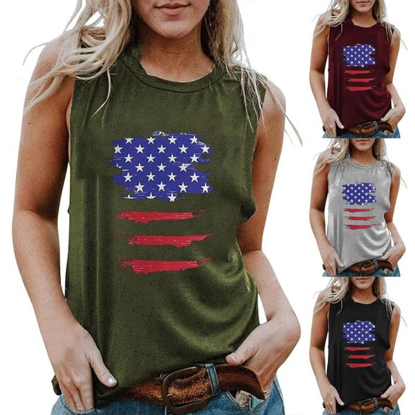 

women's tanks & camis plus size summer 90s women casual vest tank camisole american flag print harajuku sleeveless female t-shirt, White