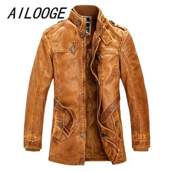 

men's fur & faux ailooge 2021 standing collar leather jacket mens washed motorcycle biker jackets, Black