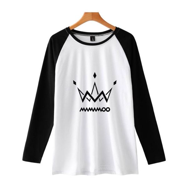 

women's t-shirt 2021 ralgan casual harajuku mamamoo print women and men clothes long sleeve k-pops plus size, White