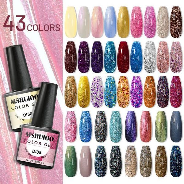 

7ml glitter uv gel nail polish sequins soak off varnish colorful diy art1, Red;pink