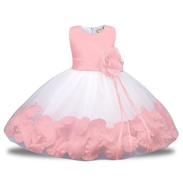 Abiti da ragazza Rosa Rosso Bianco Gonfio Tulle Flower Girl Dress Per Matrimoni Ball Gown Festa Comunione Battesimo Baby 1st Birthday Outfit