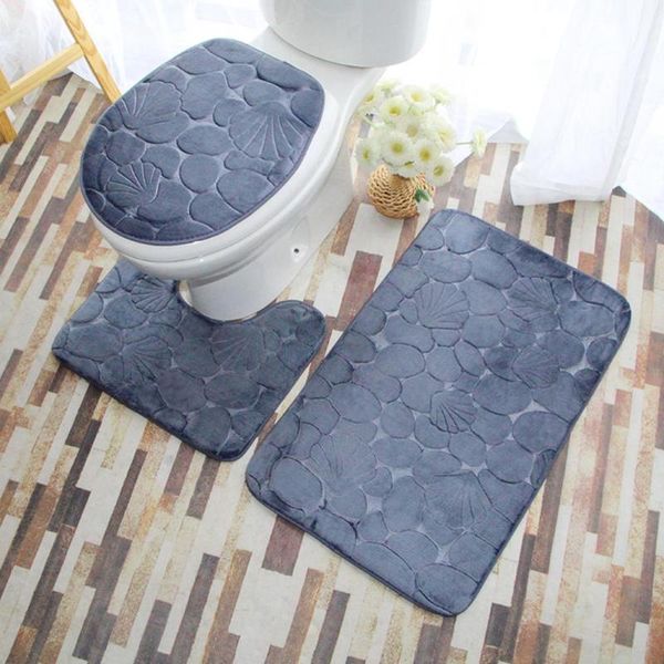 

3pcs binding toilet lid mat exquisite printing u-shaped floor carpet bathroom aniti-slip pad flannel tpr soft sets bath accessory set