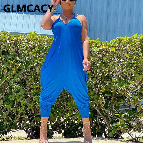 

causual summer solid jumpsuit slim baggy pants overalls 210702, Black;white