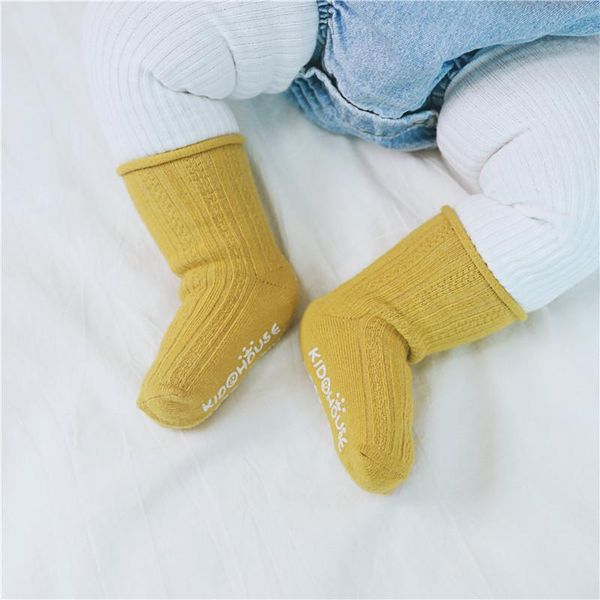 

socks non-slip baby letter printed soft elastic born long winter warm cotton kids boy girl infant floor, Pink;yellow