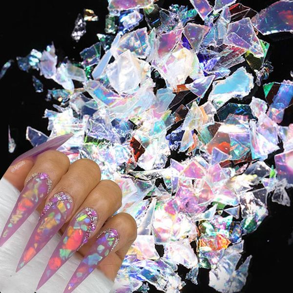 

nail glitter 1pcs holographic sequins irregular candy glass paper paillette flakes colorful 3d chrome art decorations, Silver;gold