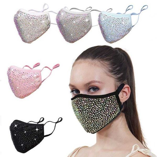 DHL Fashion Maschera antipolvere Bling Diamond Maschere protettive PM2.5 Bocca lavabile riutilizzabile Donna Strass colorati Maschera per il viso DAP391