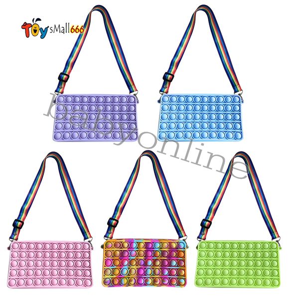 

fashion push bubble shoulder crossbody messenger bag simple dimple silicone small purse handbags sensory antistress fidget toys