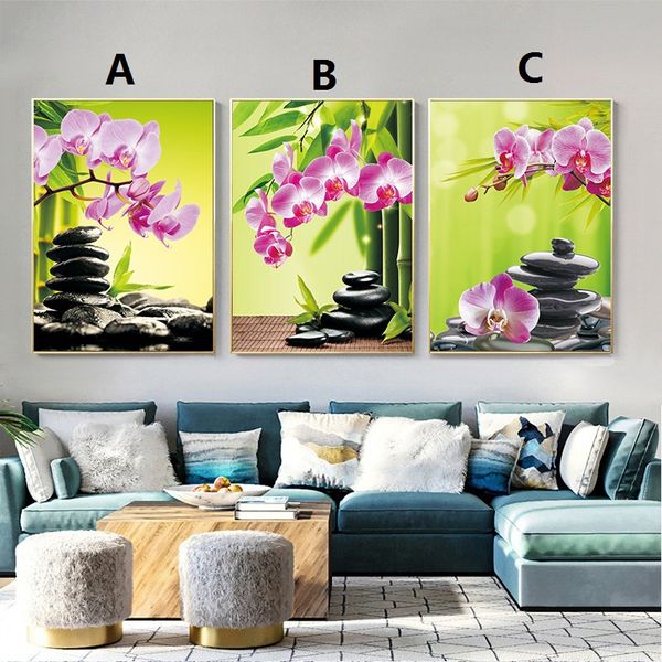 

unframed wall art green stone flower landscape hd spray painting