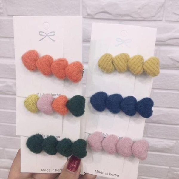 

women girls red heart hairpins side clip hair jewelry trendy geometric headwear fashion accessories barrettes, Slivery;white