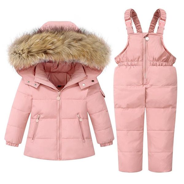 

clothing sets winter coat for children warm down cotton thickened girls outfits set hooded cartoon kids boys jackets 2-6y child clothes, White