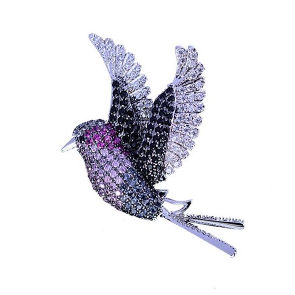 

pins, brooches red trees brand jewelry wholesale metal sparkling cubic zirconia bird brooch pins for women drop, Gray