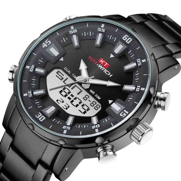 Kat-Wach relógio masculino esportes relógios digitais homens impermeáveis ​​aço militar relógio de quartzo para homens relógio de pulso Relogio masculino 211124
