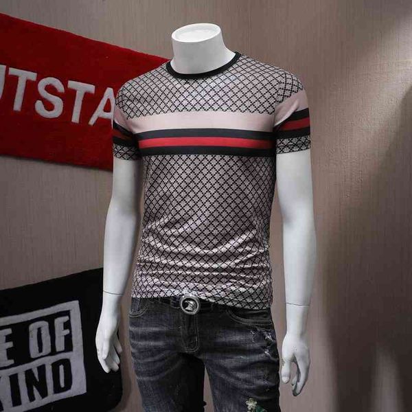 

hearts/chrome t shirt male grid mercerized cotton short-sleeved men's striped 2019 summer new print half sleeve t-shirt tide, White;black