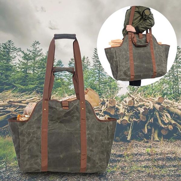 

storage bags 1pc durable supersized canvas firewood wood carrier bag log camping outdoor holder carry wooden hand