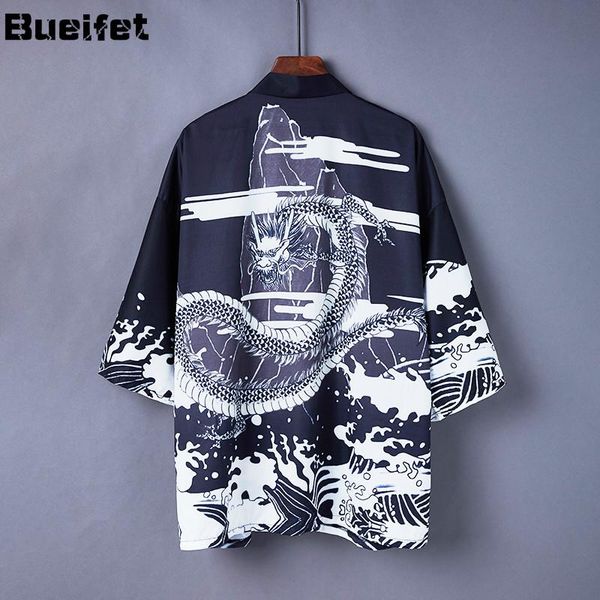 

kimono cardigan mandarin robe men japanese trend kimonos summer loose casual traditional samurai streetwear ethnic clothing, Red