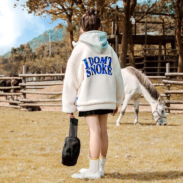 

jackets 2021 winter girls clothes baby kids coat jacket outwear lamb woolen thicken velvet cotton cardigan child teenager 9 12 year, Blue;gray
