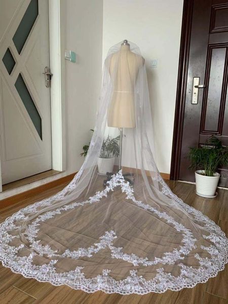 

bridal veils 1 layer lace veil 3m cathedral wedding white ivory black & comb