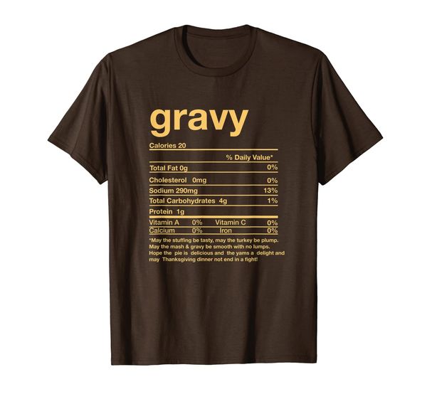 

funny gravy nutrition facts thanksgiving matching t-shirt, White;black