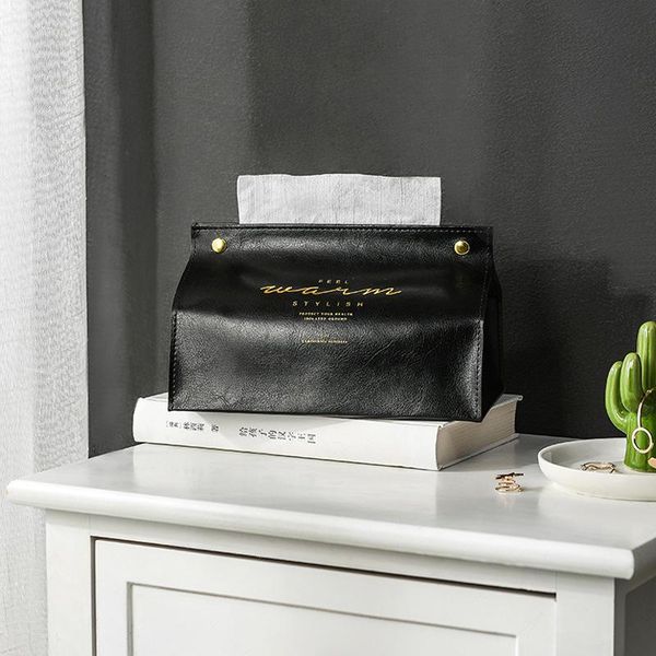 

tissue boxes & napkins home pu leather box anti-moisture rectangular paper napkin case household office holder