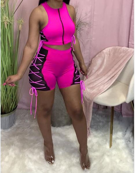 

Women's Tracksuits Yellow Bandage Zipper Sleeveless Two Piece Set Women Summer Sexy Slim Wrap Bodycon Suit Nightclub Party Street Lady X351, Gray