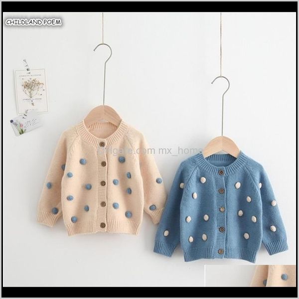 

clothing baby maternity drop delivery 2021 sweaters autumn winter baby girl pompom cotton woolen kids girls cardigan coat clothes toddler sw, Blue