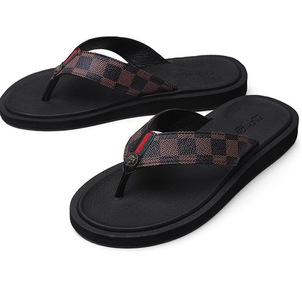 

slippers brand men flip flops shoes non-slip soft fashion male water summer flat mens outdoor beach slides luxury slipper, Black