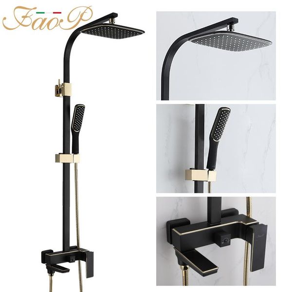 

shower system black faucet for bathroom mixer waterfall rain set sets
