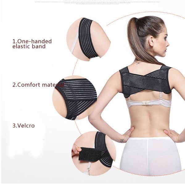 

upper back posture corrector shoulder brace correct support ed-, Black;blue