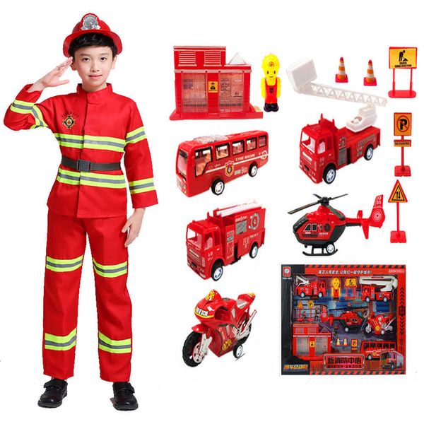 Poliziotto Giorno dei bambini Gioco di ruolo Uniforme da vigile del fuoco Bambini Sam Regalo di compleanno Costume di Halloween Ragazza Ragazzo Vigile del fuoco Giocattoli Cosplay Q0910