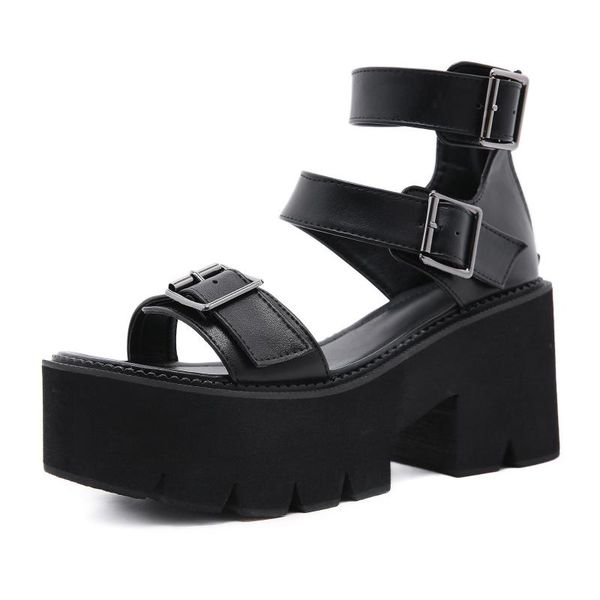 

sandals rome gladiator slingbacks peep toe women flats shoes gothic creepers ladies plus size 41 42, Black