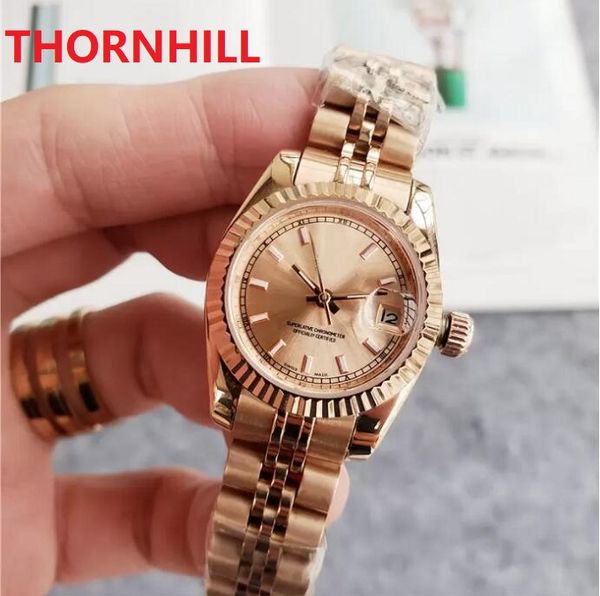 

cute women automatic mechanical watch 26mm ladies wristwatch 316l stainless steel strap fashion wristwatches waterproof design montre de lux, Slivery;brown