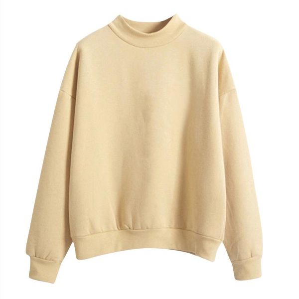 

women's hoodies & sweatshirts 2021 solid color for women long sleeve o neck kawaii sweatshirt plus size cotton femal loose casual stree, Black
