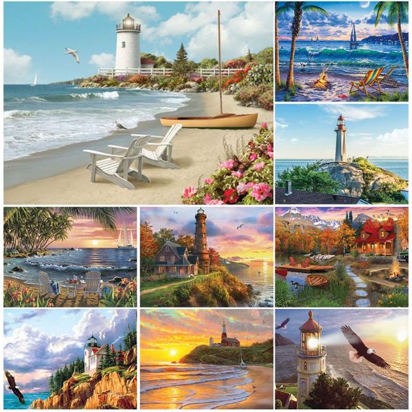 

diamond painting diy 5d full square landscape coast villa cross stitch embroidery mosaic picture of rhinestones decor