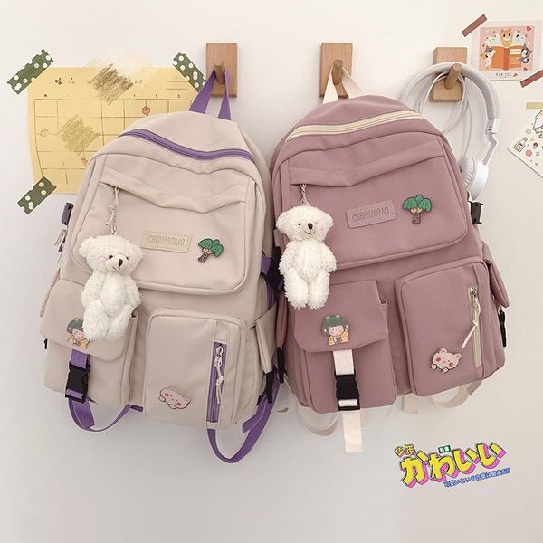 

backpack 2021 kawaii school bags students women backbag travel daypacks male leisure pink lovely for kids