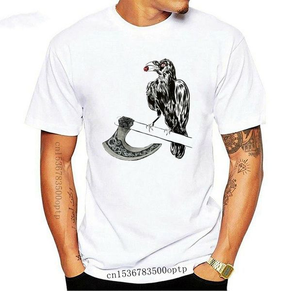 

men's t-shirts casual t shirts raven sticker viking man 100% cotton short sleeve tshirs cozy and breathable t-shirt 2021 summer, White;black