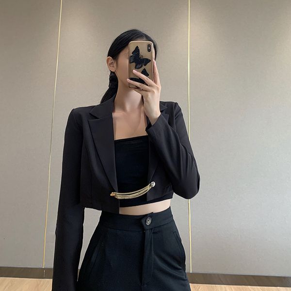

tee Gothic Black Jacket ol long coat women's shorts top gold chain fashion street dress party suit, White