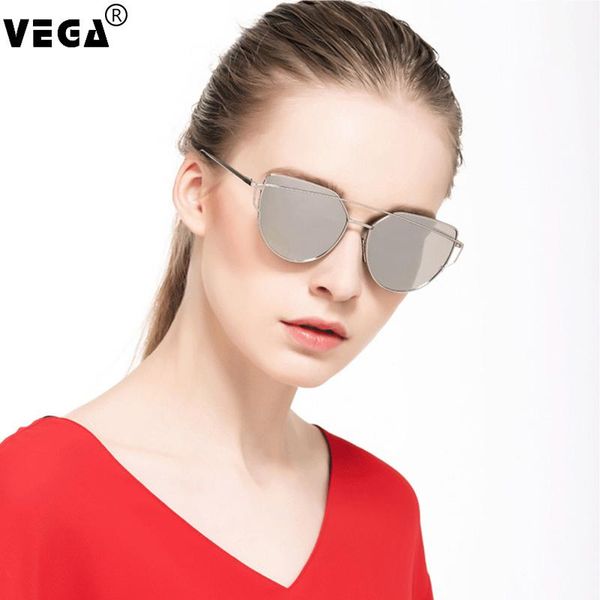 

sunglasses vega latest cat eye women men fashion cateye glasses hipster sun alloy frame mirror lenses vg01, White;black