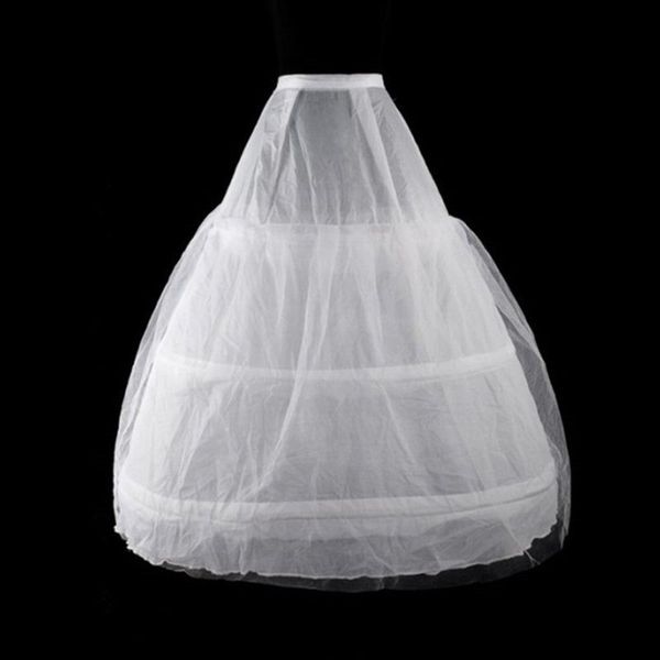 Anágua feminino 2 camadas malha 3 aros brancos vestido de grade de casamento de casamentos de casamento de tepticoat elástica de cintura de cordão A-line Underskirt crinoline