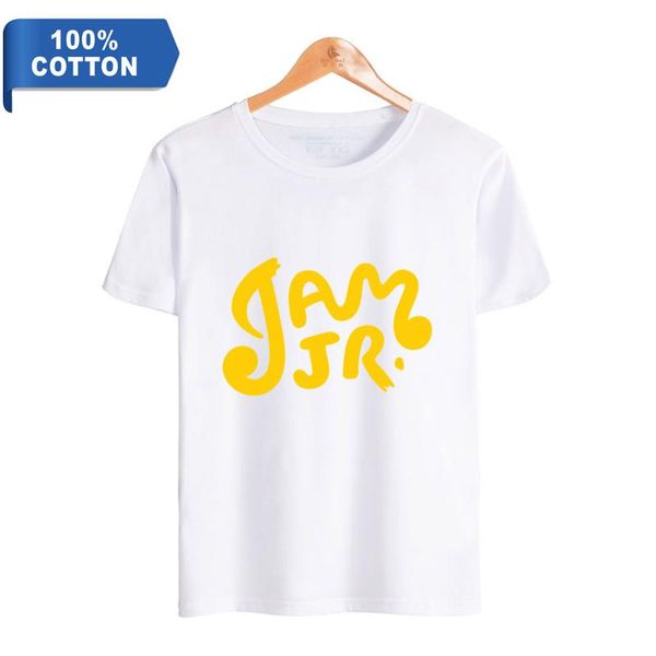 

women's t-shirt wawni jam jr t shirt casual tee oversized cotton polyester short sleeved fashion round neck 100%, White