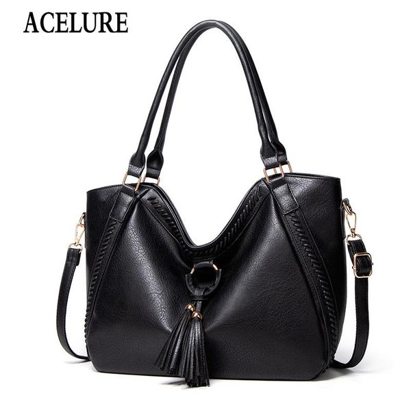 

high capacity women's bags solid color pu leather large handbags fashion retro shoulder messenger bag drop