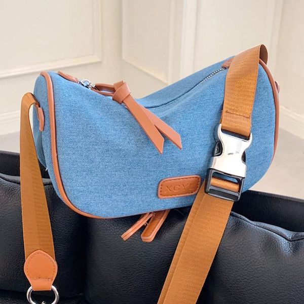 

evening bags casual denim women crossbody small design chain female shoulder ladies light sport bag handbag bolsas blue
