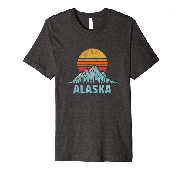 

men's t-shirts vintage alaska retro distressed mountains tee, White;black
