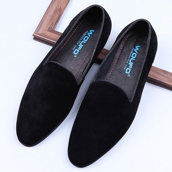 

european style men's shoes, made of suede fur, business shoes for men, work wear, leather single breathable dress, Black