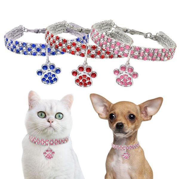 

rhinestone cat dog collar bling diamond collars for small dogs cats jeweled puppy kitten necklace pet accessories & leads