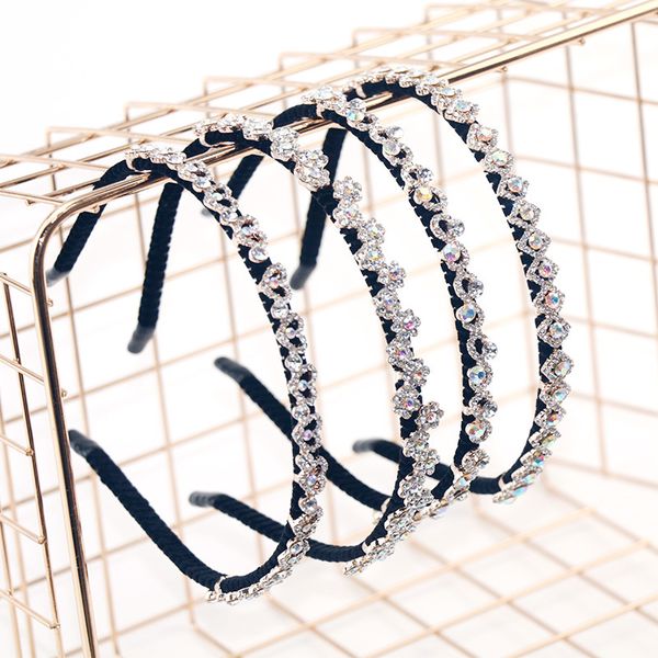 

crystal diamond full of drill rhinestone hair hoop pearl bride headdress, Golden;silver