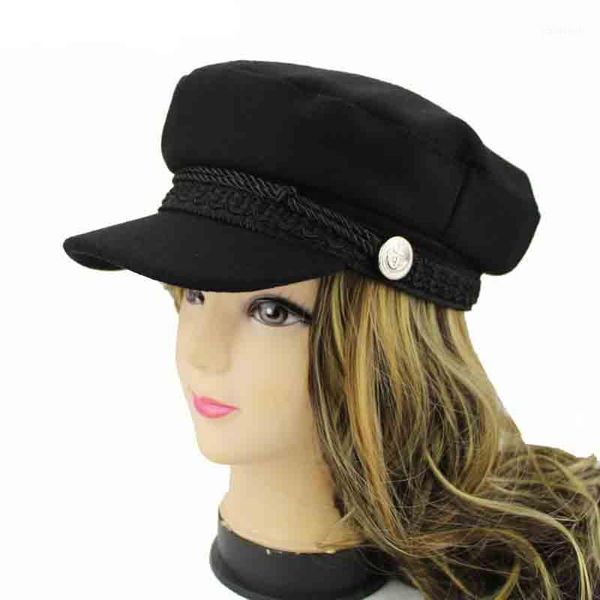 

military hat winter hats for women ladies beret cap female black gray patchwork m130 berets, Blue;gray