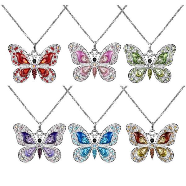 

pendant necklaces 6 colors vintage multicolor butterfly necklace, Silver