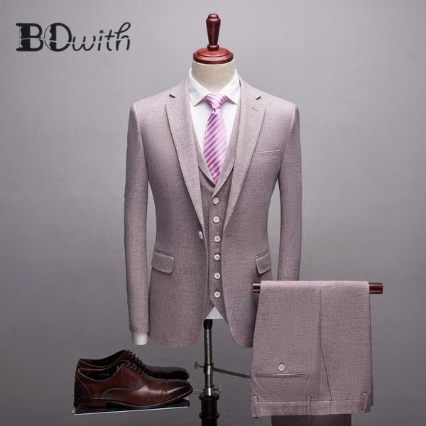 

men's suits & blazers slim fit men notched collar one buttons 3 pieces suits(jacket+pants+vest) groom wedding party tuxedos, White;black