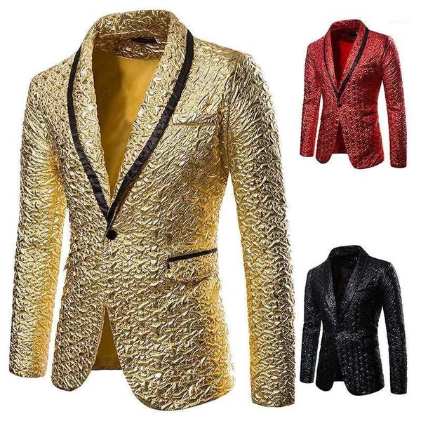 

mens blazer jacket autumn and winter gold pleated solid color performance suit nightclub mc studio suit1, White;black