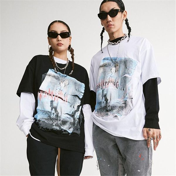

men's t-shirts erenejian hi street hip hop tees loose fit short sleeve t shirt fashion oversize o neck summer arrival, White;black